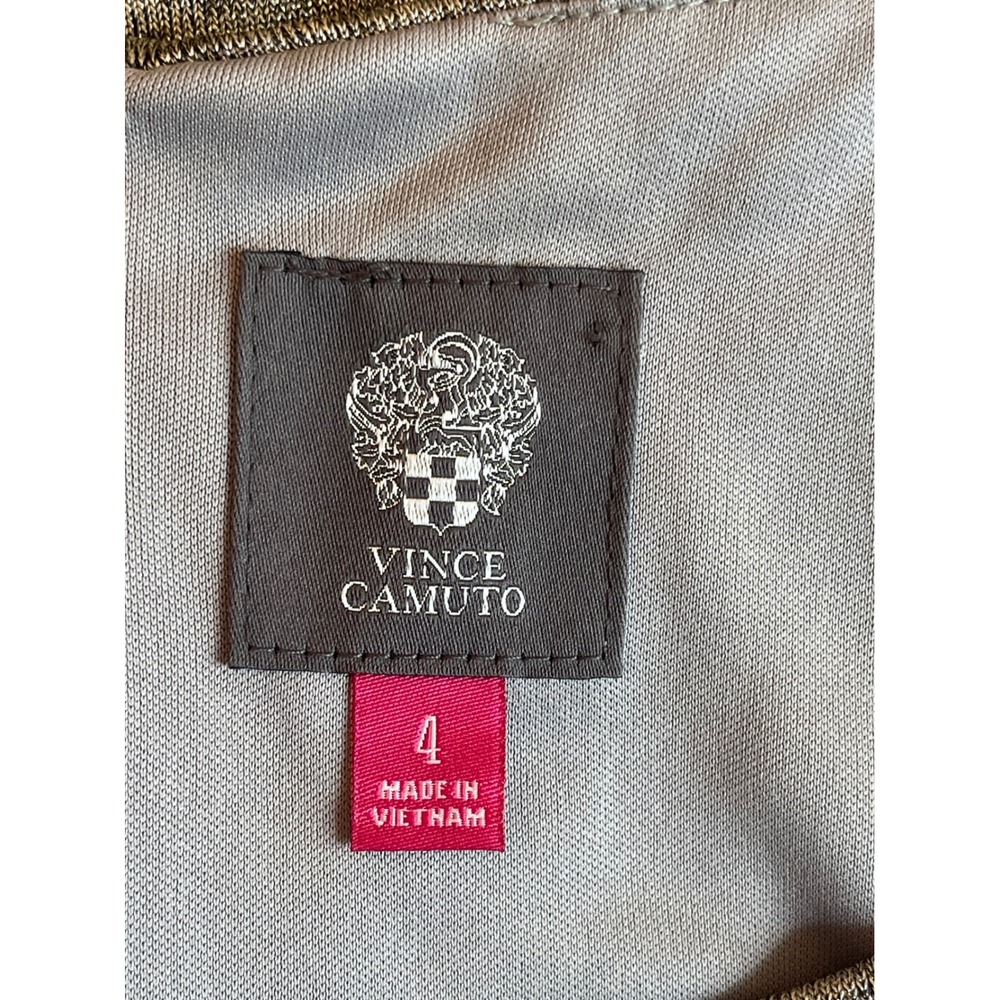 Vince Camuto Grey Metallic Knit Keyhole Sheath Dress Gold Bar Accent Size 4 - Picture 5 of 7